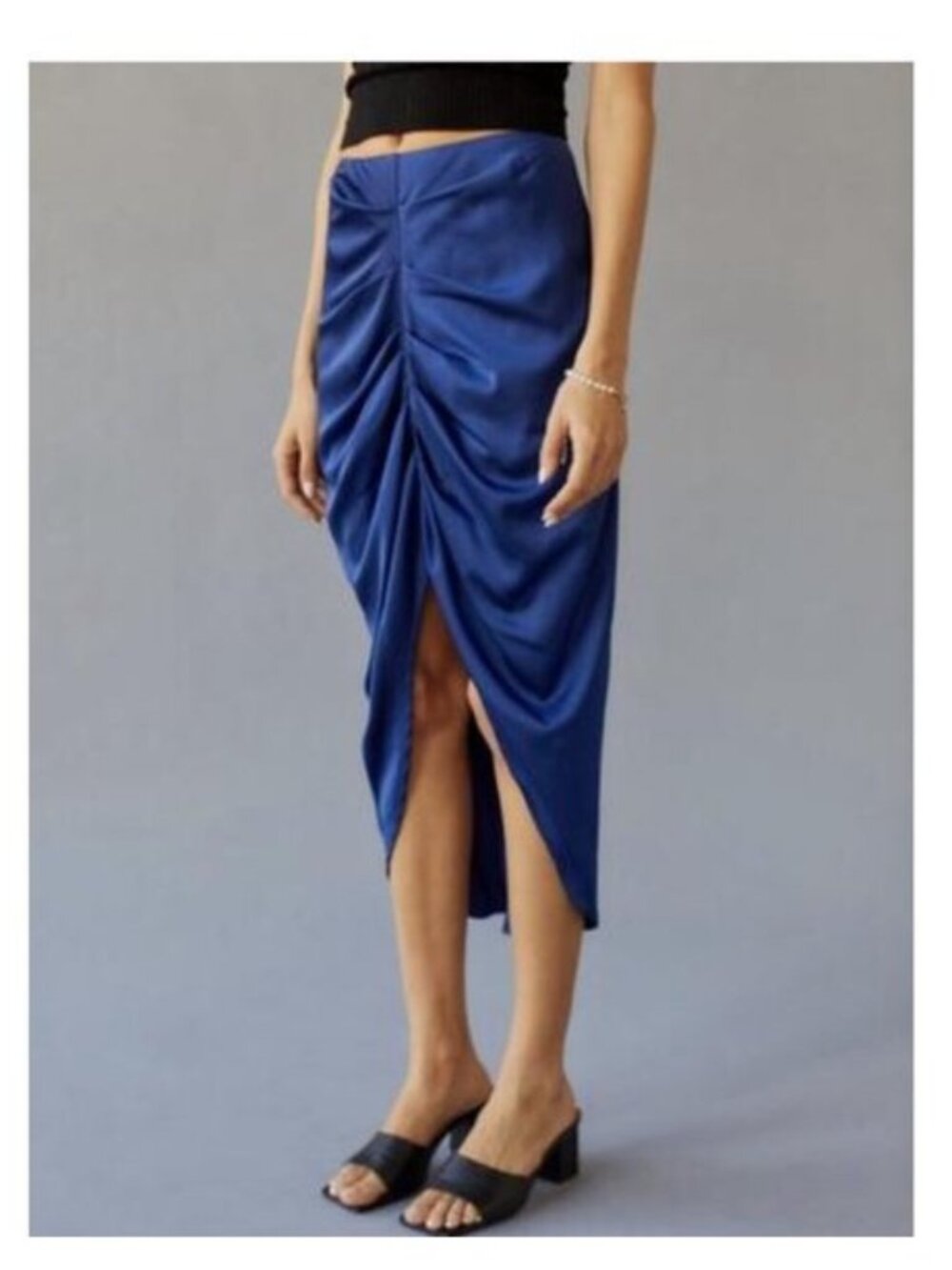 Urban Outfitters Slip Ruched Skirt in Blue - S
